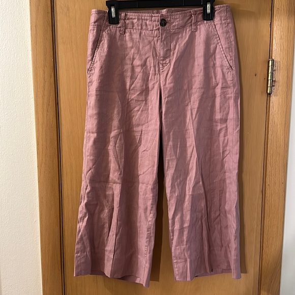 Level 99 Women’s Linen Cropped Wide Leg Pants Red Pink Size 28 - Picture 2 of 13